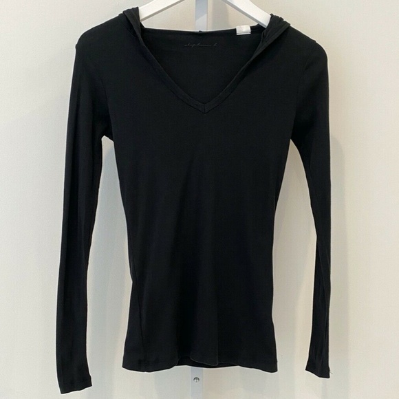 STEPHANIE B BLACK HOODIE LONG SLEEVE T-SHIRT SMALL - Picture 7 of 15